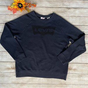 Levi's Women's Crewneck Sweatshirt Navy Blue Size Large Big Logo Longsleeve